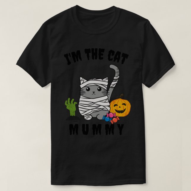 Camiseta Traje de momia de gato lindo (Diseño del anverso)