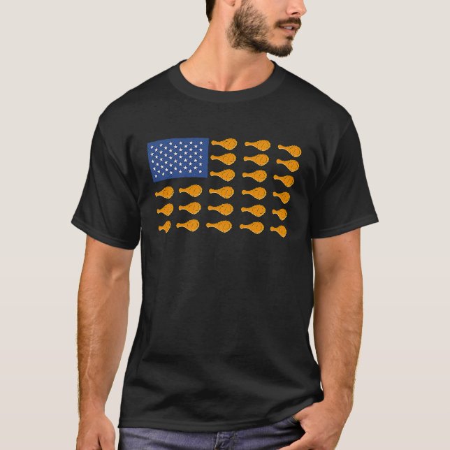 Camiseta Traje de pollo frito con bandera de EE. UU. Comida (Anverso)
