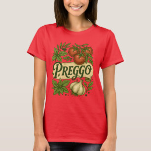 Camiseta Traje de Salsa Preggo Anuncio de Embarazo