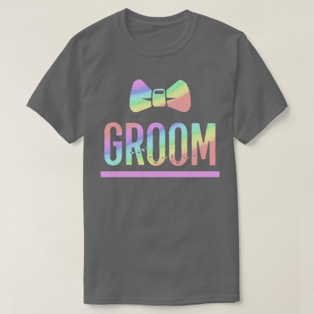 Camiseta Traje de soltero Orgullo Gay Pajarita Arcoíris Nov (Diseño del anverso)