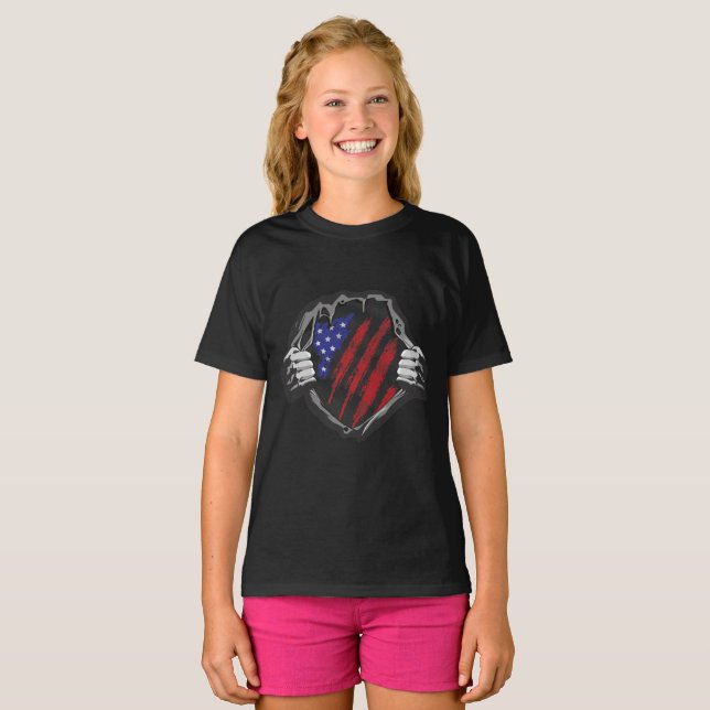 Camiseta Traje de superhéroe de EE. UU. Bandera (Anverso completo)