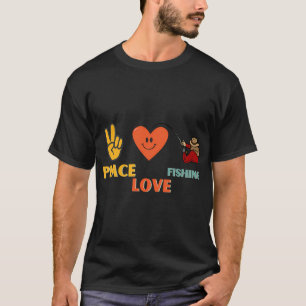 Camiseta traje de texto retro Vintage de pesca amor paz