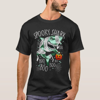 Camiseta Traje de tiburón momia retro feliz Halloween hombr