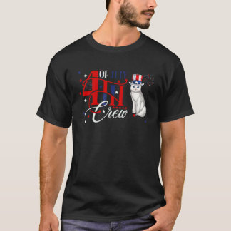Camiseta Traje de tripulación del 4 de julio gato que lleva