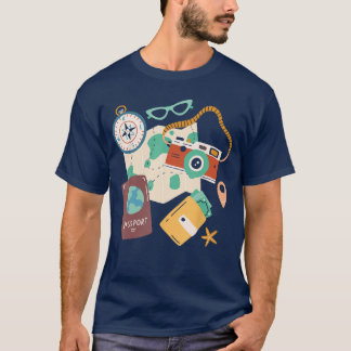 Camiseta Traje de vacaciones de turista Cámara Pasaportevia