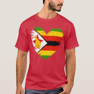 Camiseta Traje de Zimbabue Corazón de Zimbabue Bandera Amo 