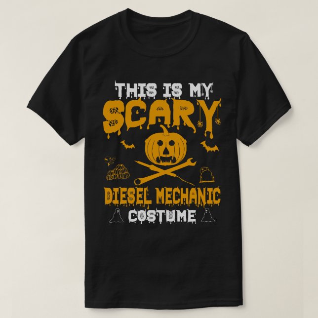 Camiseta Traje diesel Halloween 2019 del mecánico (Diseño del anverso)