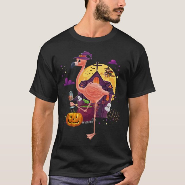 Camiseta Traje rosado de Halloween de la calabaza del vino (Anverso)