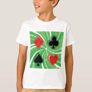 Camiseta Trajes de Cartas Retro Rojo y Negro Vibrantes