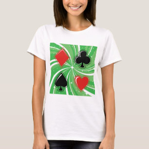 Camiseta Trajes de Cartas Retro Rojo y Negro Vibrantes