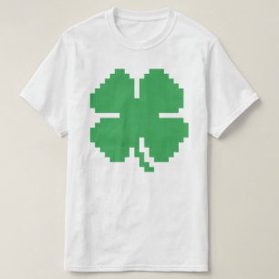 Camiseta Trama de cuatro hojas de 8 bits Pixel con suerte