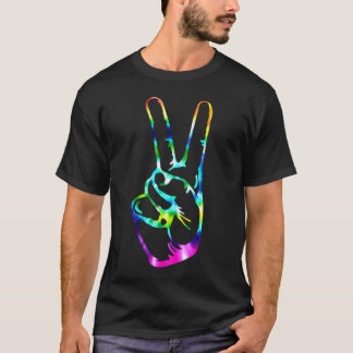 Camiseta Trama de tinte de color arcoiris Peace