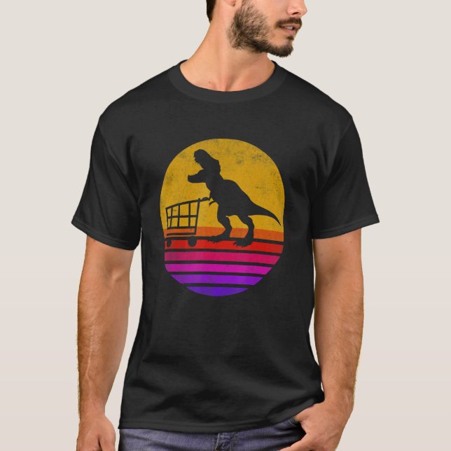 Camiseta Tramo de compras de dinosaurios retro vintage (Anverso)
