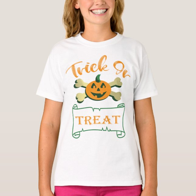 Camiseta Trampa o trate la calabaza de Halloween T-Shir (Anverso)