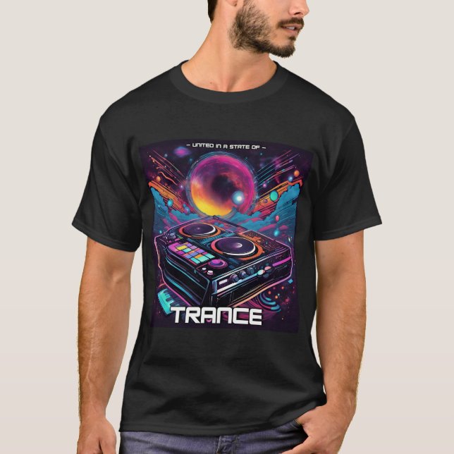 Camiseta Trance Music - DJ Deck Design - EDM - TECHNO - (Anverso)