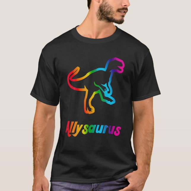 Camiseta Trans Ally Allysaurus Orgullo Gay LGBTQ Trans Flag (Anverso)