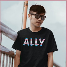 Trans Ally con letras rellenadas con bandera