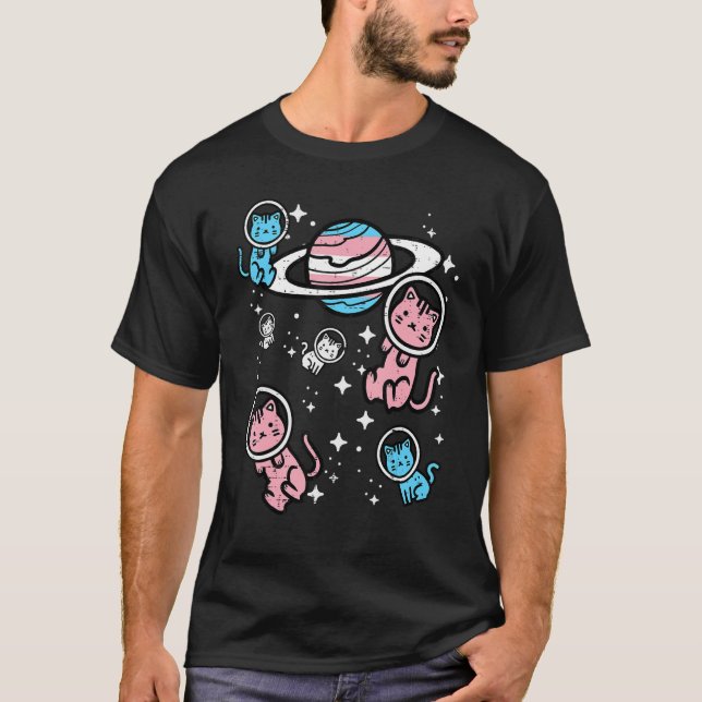 Camiseta Trans Cats In Space Transgender Transsexual Pride  (Anverso)