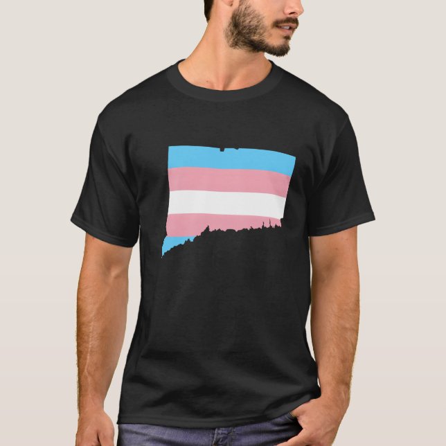 Camiseta Trans Flag Connecticut LGBT Pride Support retro (Anverso)