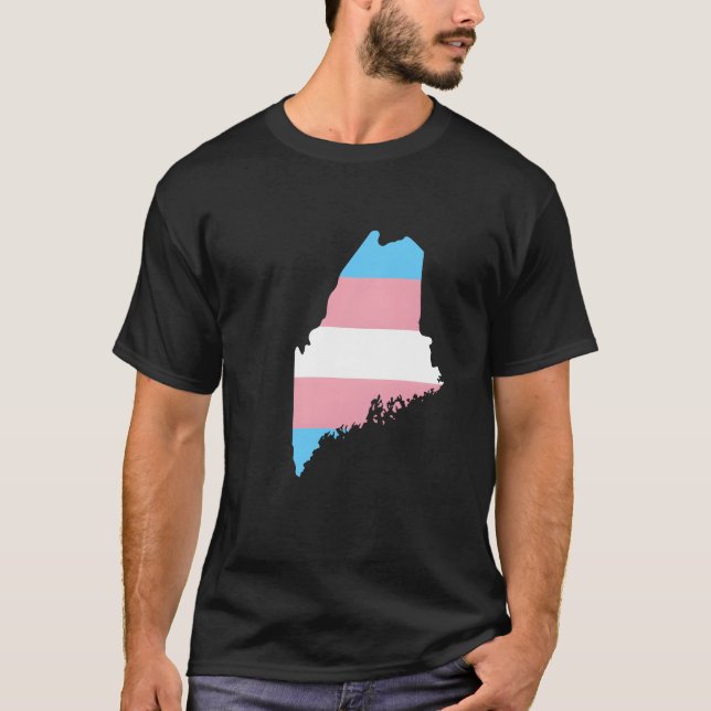 Camiseta Trans Flag Maine LGBT Pride Support funny (Anverso)