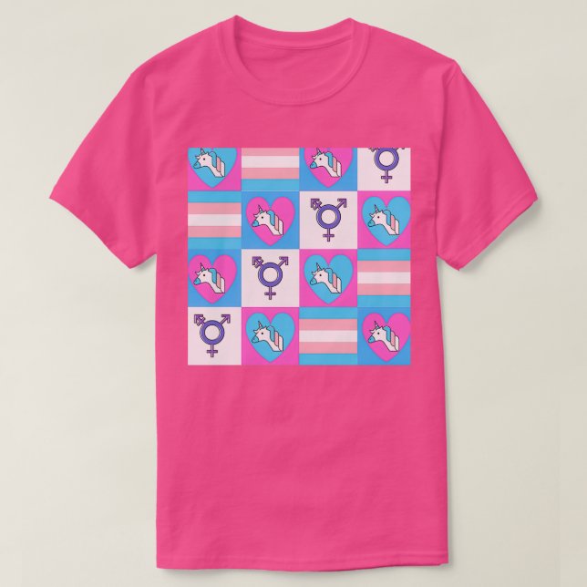Camiseta Trans Patern en bandera transexual colorea transex (Diseño del anverso)