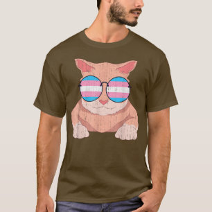 Camiseta Trans Pride Cat Cool Sunglasses Transsexual Flag T