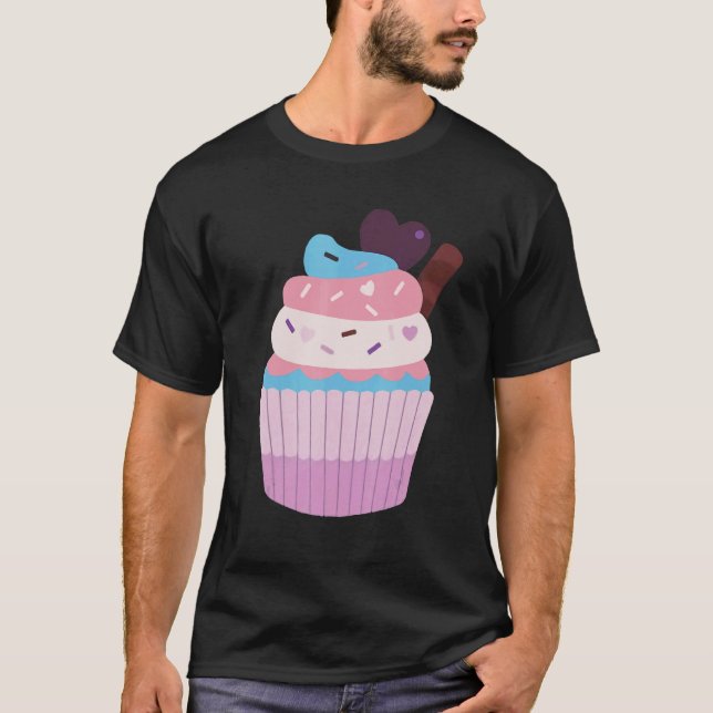 Camiseta Trans Pride Chibi Cupcake Transgender (Anverso)