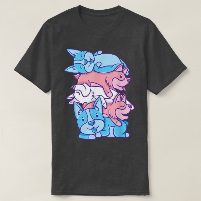 Camiseta Trans Pride Corgi Pile Transgender T-Shirt (Diseño del anverso)