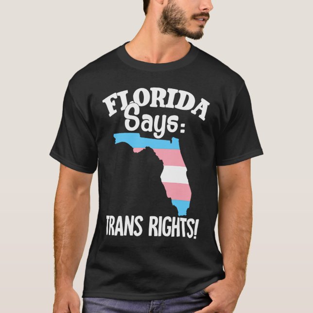 Camiseta Trans Rights Florida Mapa Trans Bandera del Orgull (Anverso)