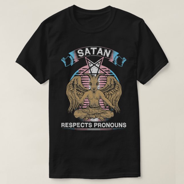 Camiseta Trans Satan Pronouns, Transseual MTF FTM, Transgén (Diseño del anverso)
