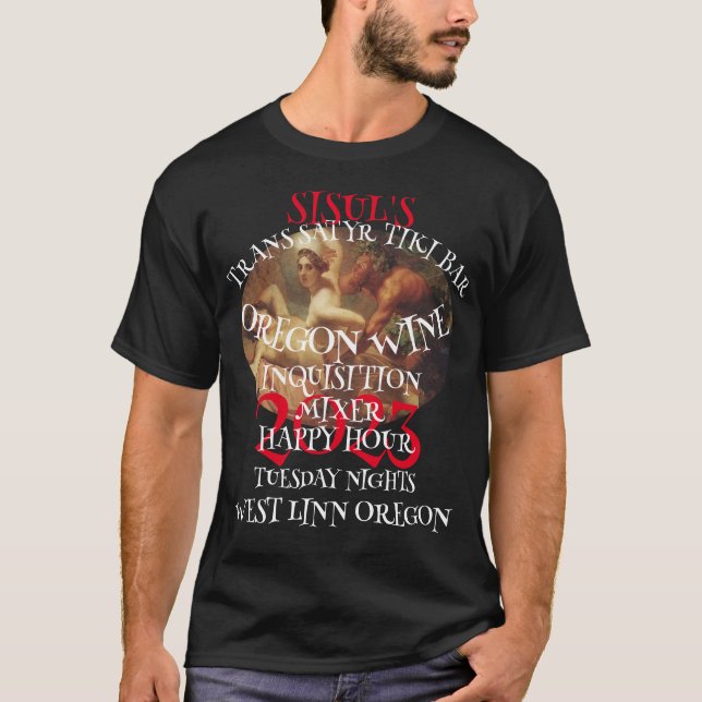 Camiseta TRANS SATYR TIKI Bar Happy HOUR 2023 DE SISUL (Anverso)