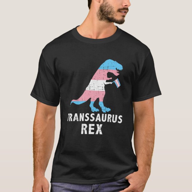 Camiseta Trans Saurus Rex Dinosaur Transgénero LGBT (Anverso)