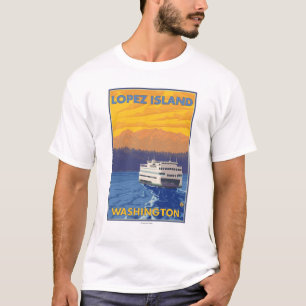 Camiseta Transbordador y montañas - isla de López,
