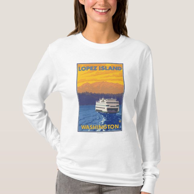 Camiseta Transbordador y montañas - isla de López, (Anverso)