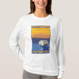 Camiseta Transbordador y montañas - isla de Whidbey,