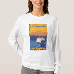 Camiseta Transbordador y montañas - puerto Townsend,