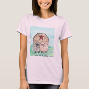 Camiseta transferencia única de la acuarela de ovejas