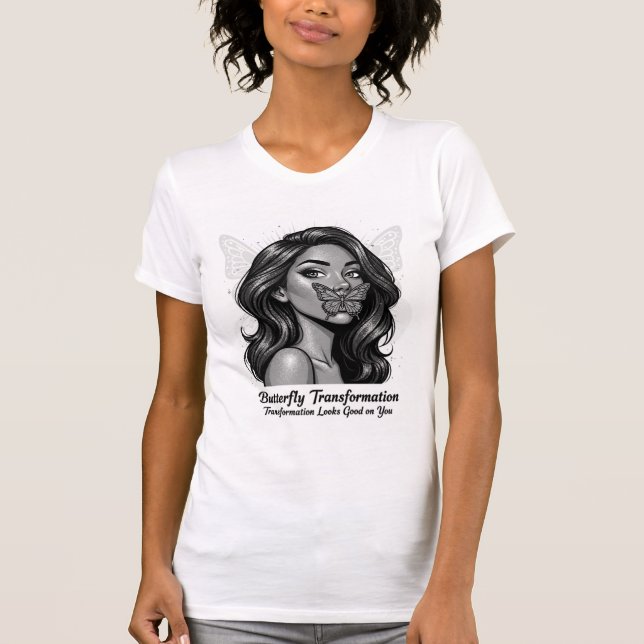 Camiseta Transformación de Mariposa – Te Queda Bien (Anverso)