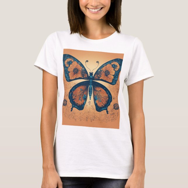Camiseta "Transformación elegante: Minimalista mariposa T-S (Anverso)