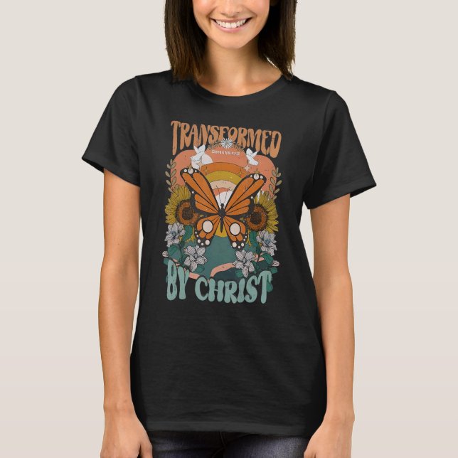 Camiseta Transformado Por Cristo, Romanos De Mariposa Retro (Anverso)