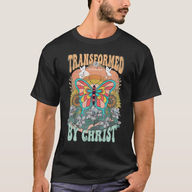 Camiseta Transformed By Christ Retro Butterfly Romans 132 C (Anverso)