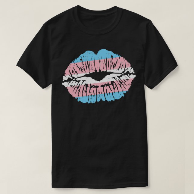 Camiseta Transgender Pride Lips Kiss Trans Flag Transseual  (Diseño del anverso)