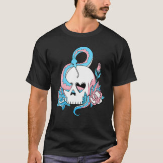 Camiseta Transgender Pride Trans Flag Skull Snakes Roses Su