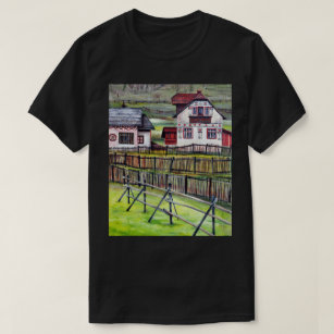 Camiseta Transilvania Village, pintura de paisajes rumanos