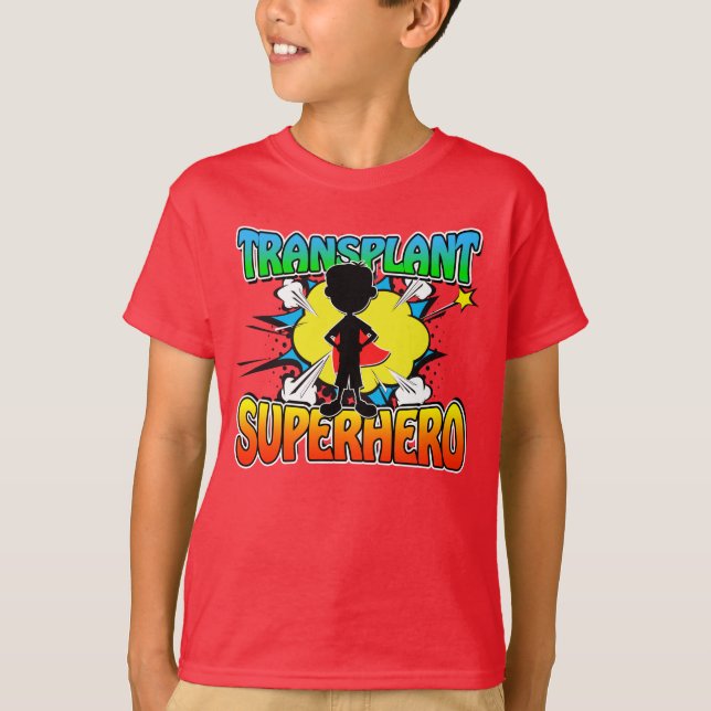 Camiseta Transplantar receptor de trasplante de niño superh (Anverso)