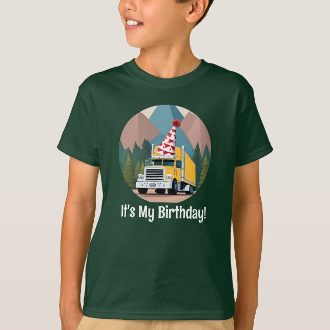 Camiseta Transporte Camión Cumpleaños Dieciocho Ruedas Dive (Anverso)