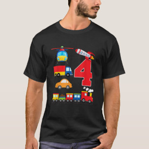 Camiseta Transporte de niños 4º tren de cumpleaños Espacio