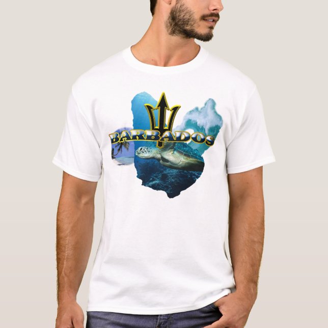 CAMISETA TRASERA DE TRIDENT DE LA ONDA DE BARBADOS (Anverso)