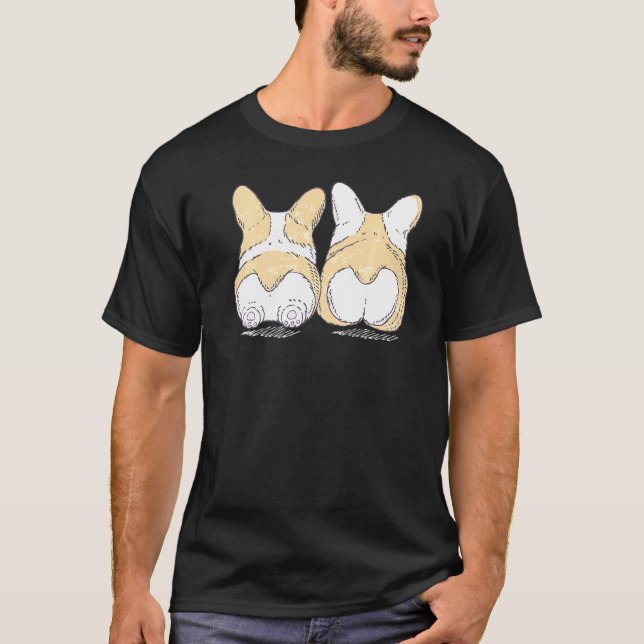 Camiseta Traseros de Corgi de Moda Animal Premium (Anverso)