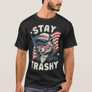 Camiseta Trash blanco atuendo Fiesta Redneck Raccoon Stay T
